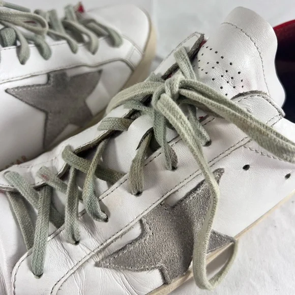 GOLDEN GOOSE GGDB White Red Leather Super Star Sneakers Marked as 41 11US Unisex